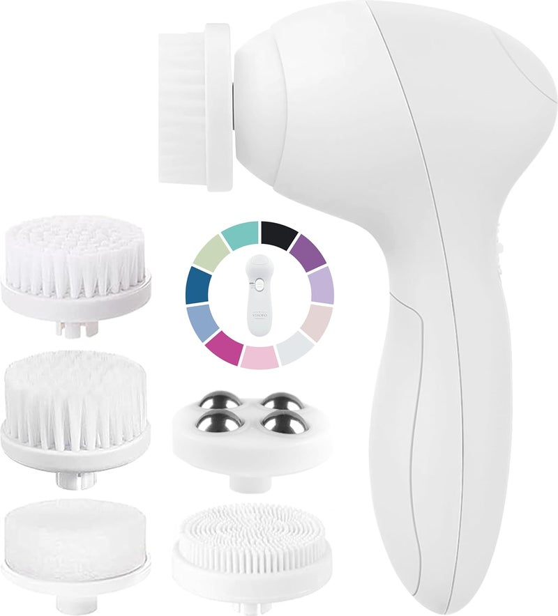 VISOFO Facial Cleansing Brush Face Scrubber Exfoliating Cleaning Skin Care Cleanser Wash Women Girls Electric Beauty Powered Exfoliator Skincare Spin Tools Scrub Washer Self Care by (Pearl) - Image 1